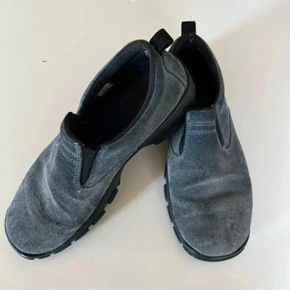 Lands End All Weather Suede Moc Slip On Shoes - Blue Size 7 GUC, see photos